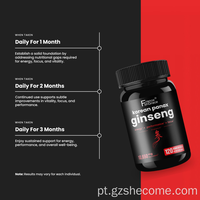 Premium Red Panax Ginseng Extrato Vitalidade Suporte Imune